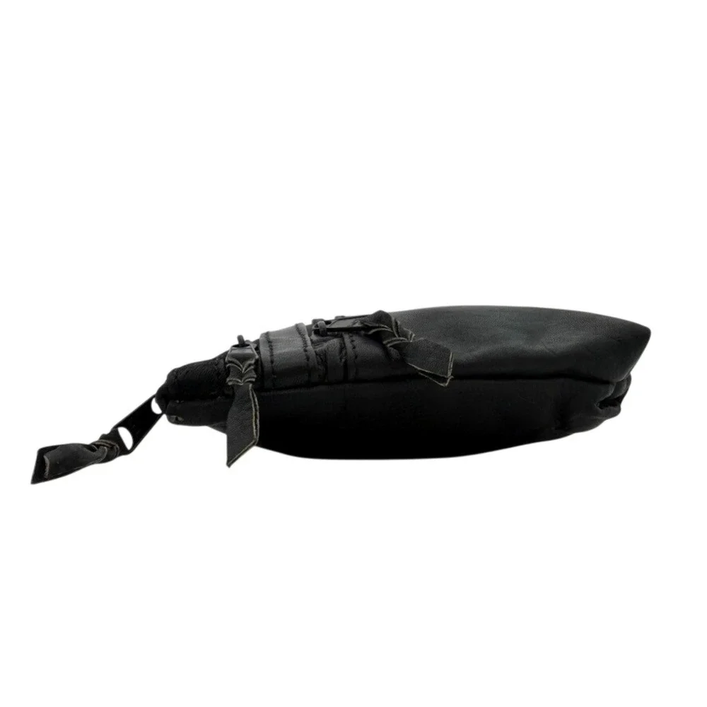 Emily Ann of Boca Raton Black Leather‎ Triple Zip Pouch Organizer Bag